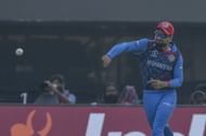 Rashid Khan in action in the World Cup.